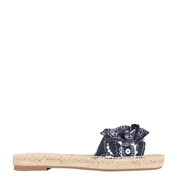 Nine West Bow Slip-on Espadrille Slide - Bandana Blue - NIB - Picture 4 of 14